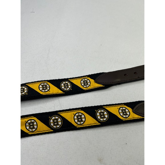 Vineyard Vines Boston Bruins Cloth and Leather Belt Size 28 - Picture 2 of 5